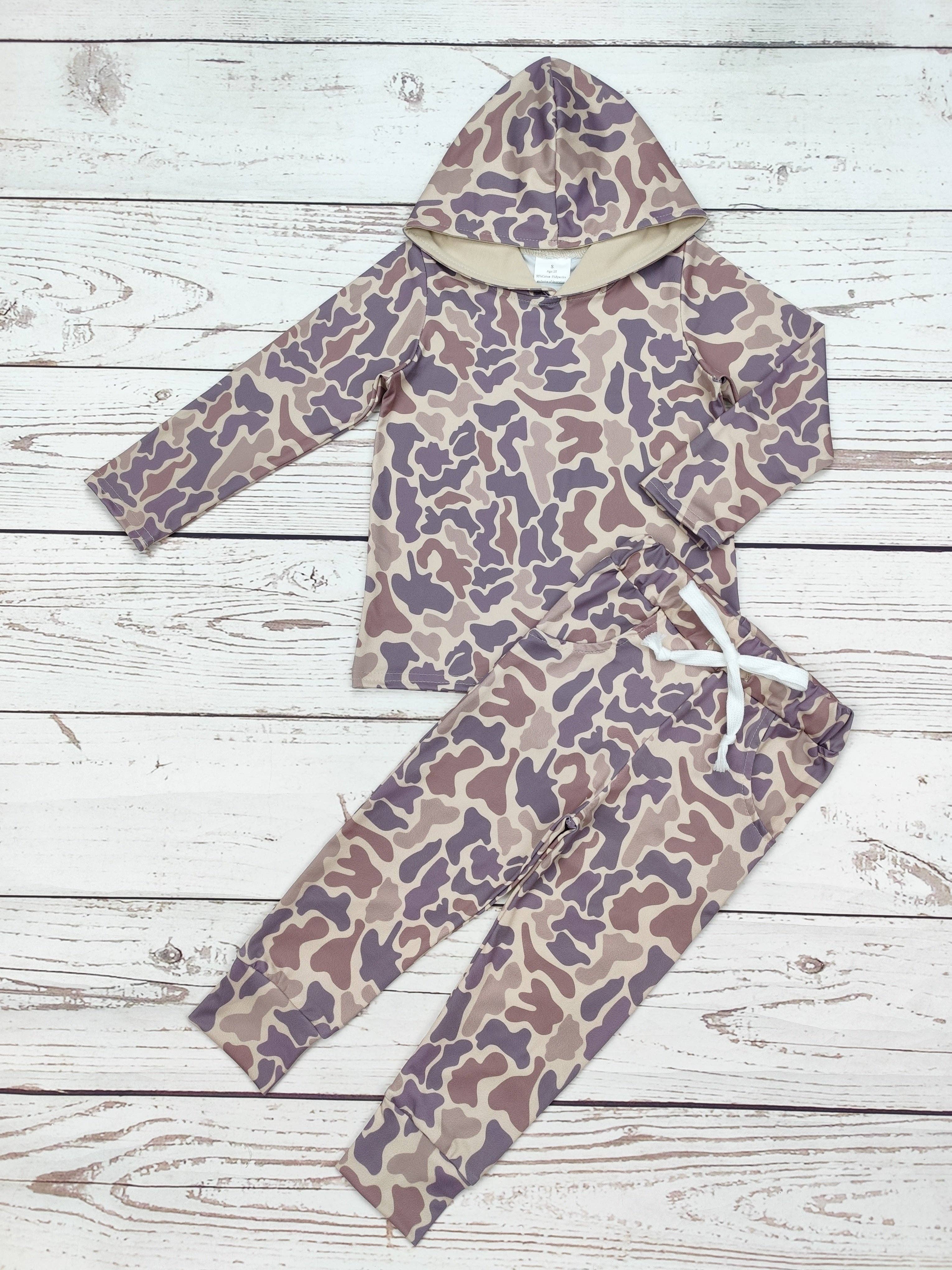 Camouflage Print Top Pants Set