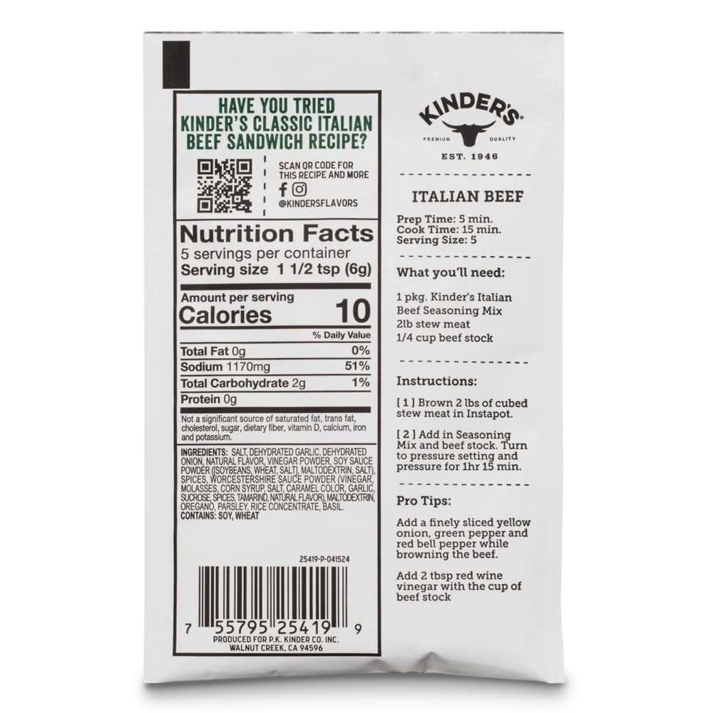 Kinder's- Beef Seasoning Italian Beef