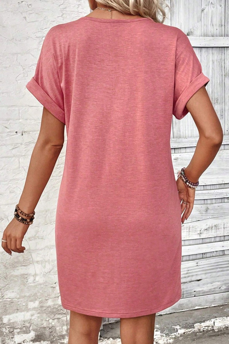 SUMMER V-Neck Button-Up Short-Sleeved Dress Short