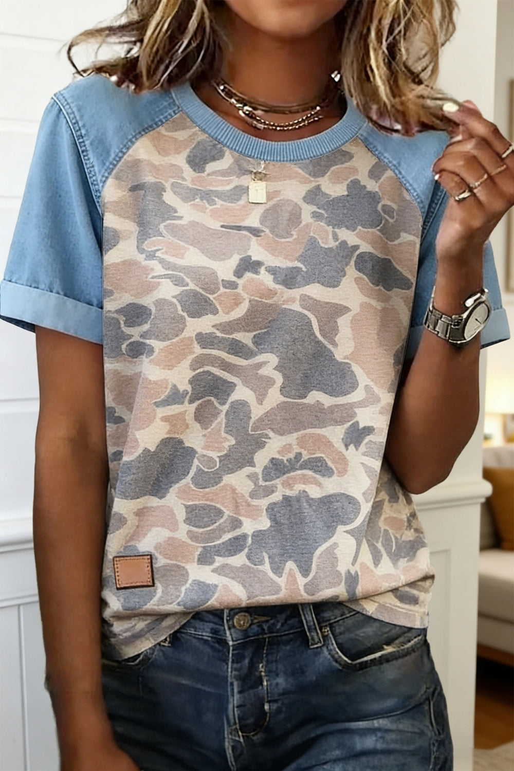 Fashion Camouflage Patchwork T Shirt