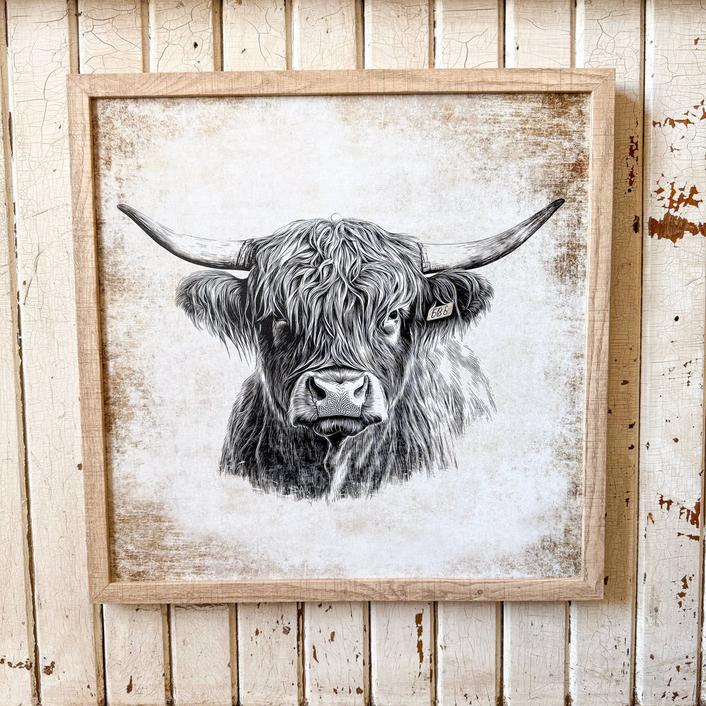 Neutral Highland Cow Wall Art Print