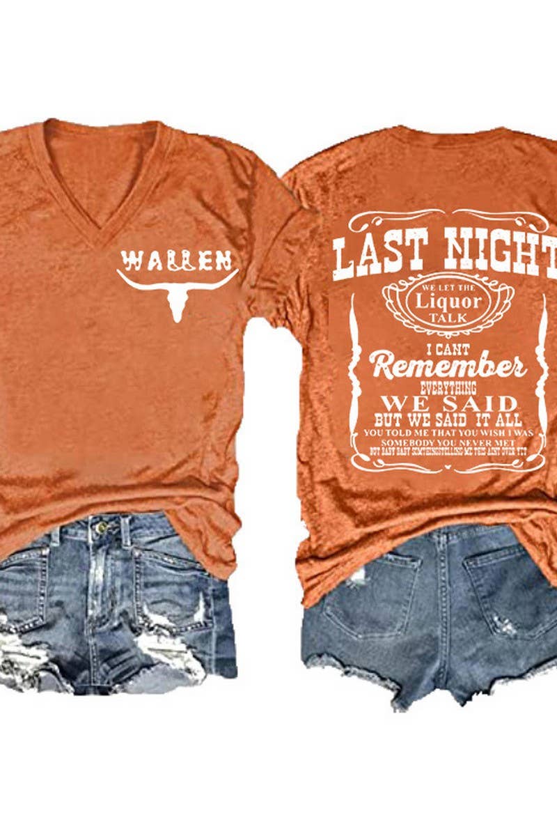 Wallen - Last Night T-shirt- Tennessee Orange