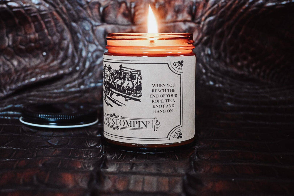 “Bronc Stompin” Amber Rustic Soy Candle