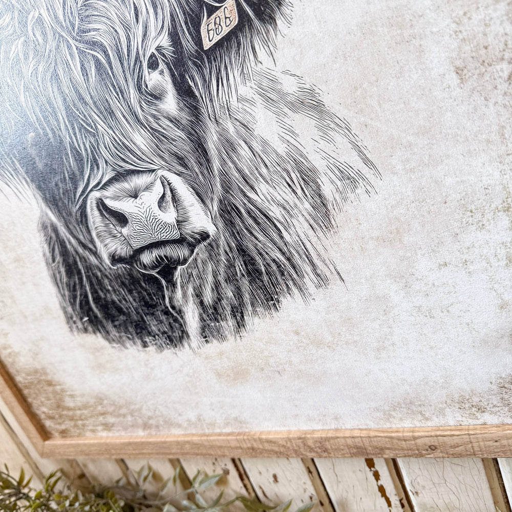 Neutral Highland Cow Wall Art Print