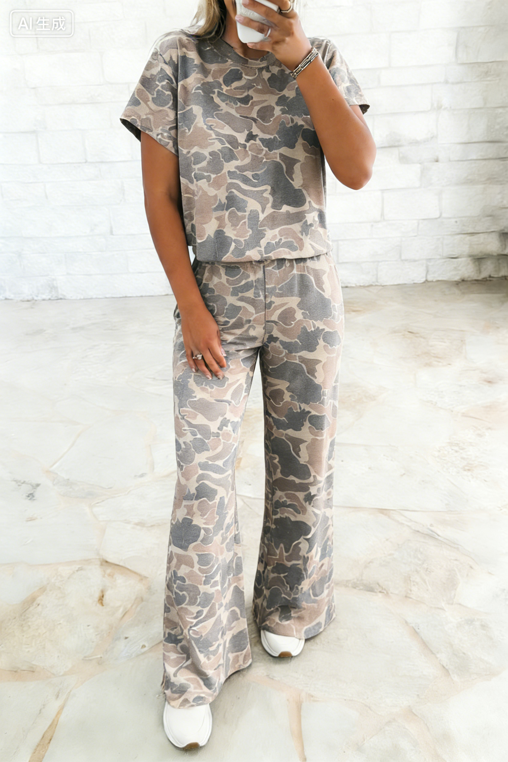 Summer Camouflage Short Sleeve Tee and Pants Set